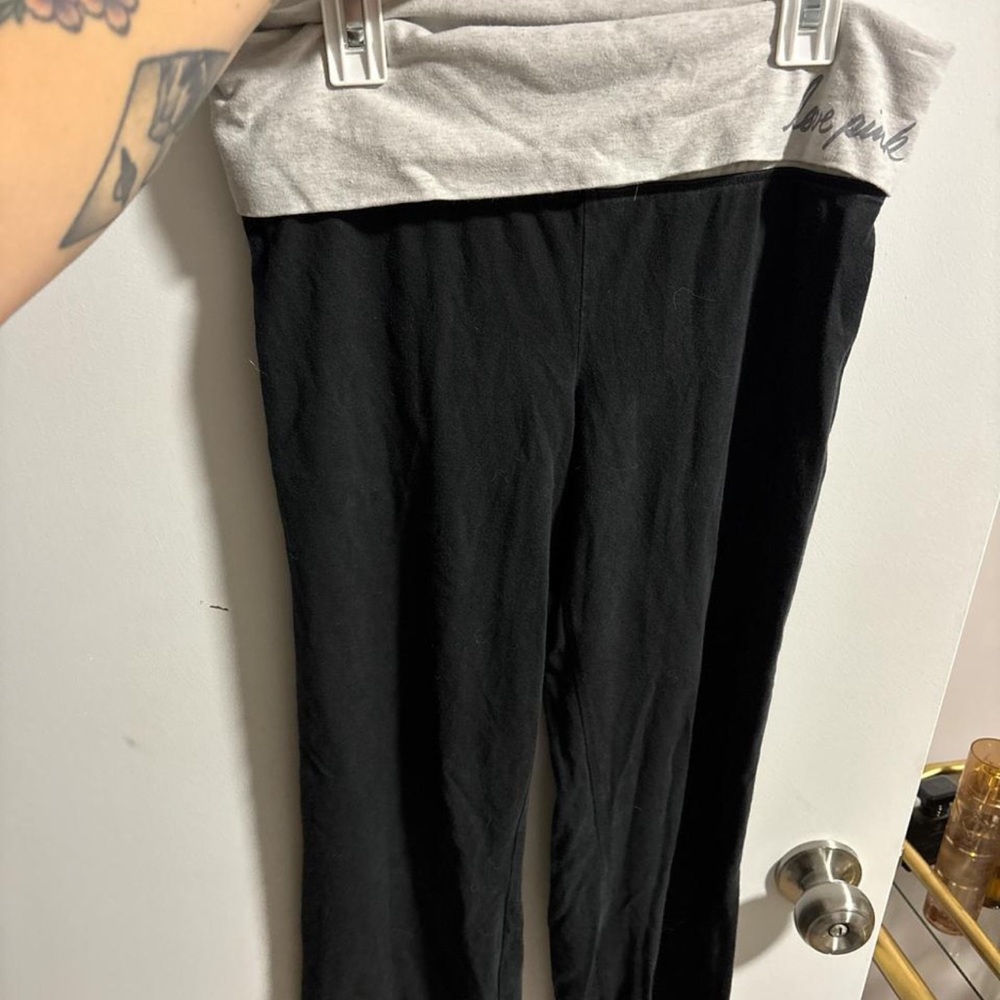Victoria's Secret Pink Black and Gray Flared Yoga Pants